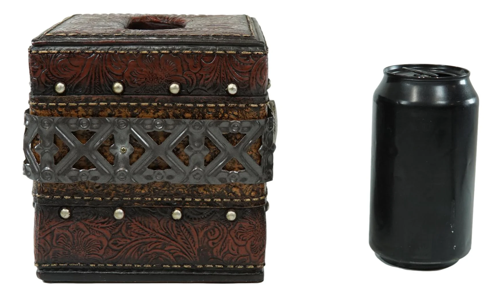 Rustic Wild Cowboy Western Star Faux Tooled Leather Bathroom Tissue Box Cover - Image 6