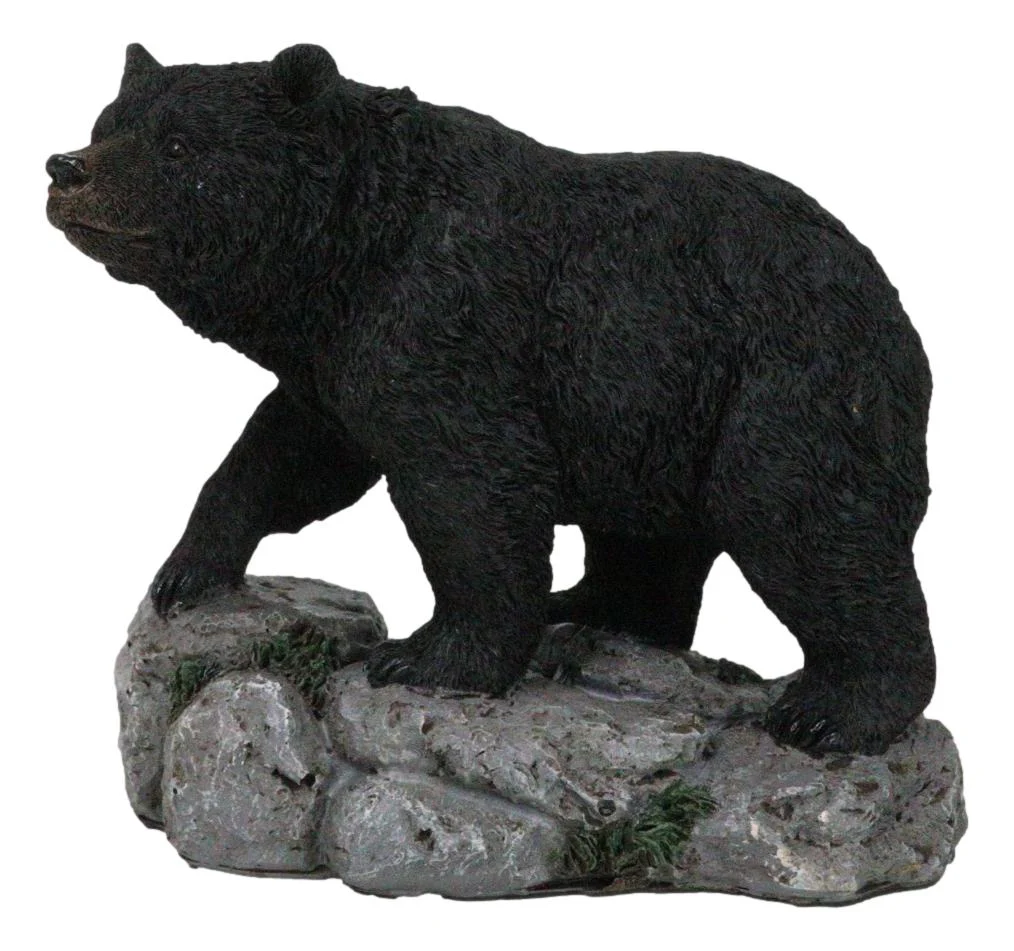 Rustic Wildlife Forest Black Bear Walking On River Rock Steppes Figurine - Image 7