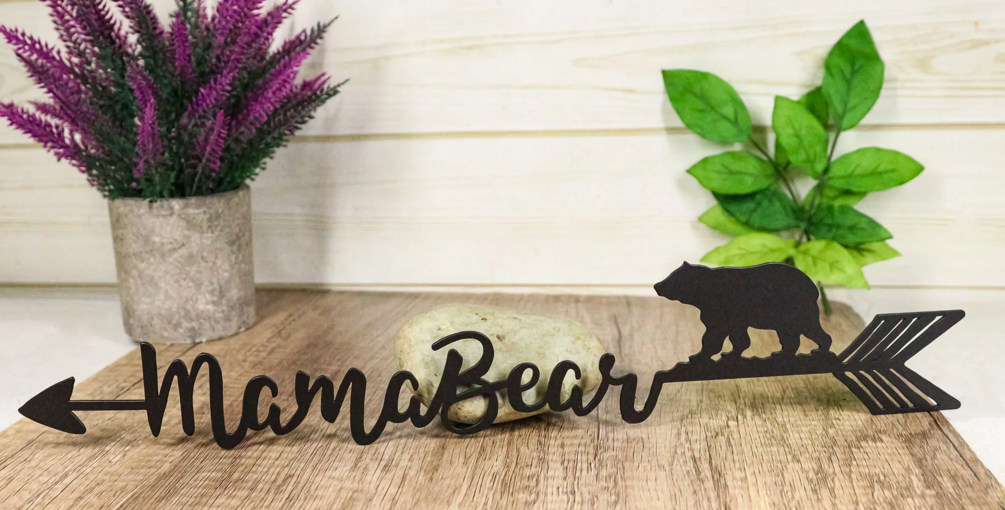 Rustic Wildlife Forest Mama Bear With Arrow Silhouette Word Art Wall Sign 15"L - Image 10