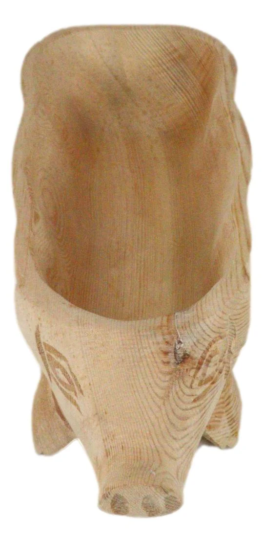 Rustic Wooden Hand Carved Tiki Animal Farm Pig Serving Dish Bowl Tray Platter - Image 7