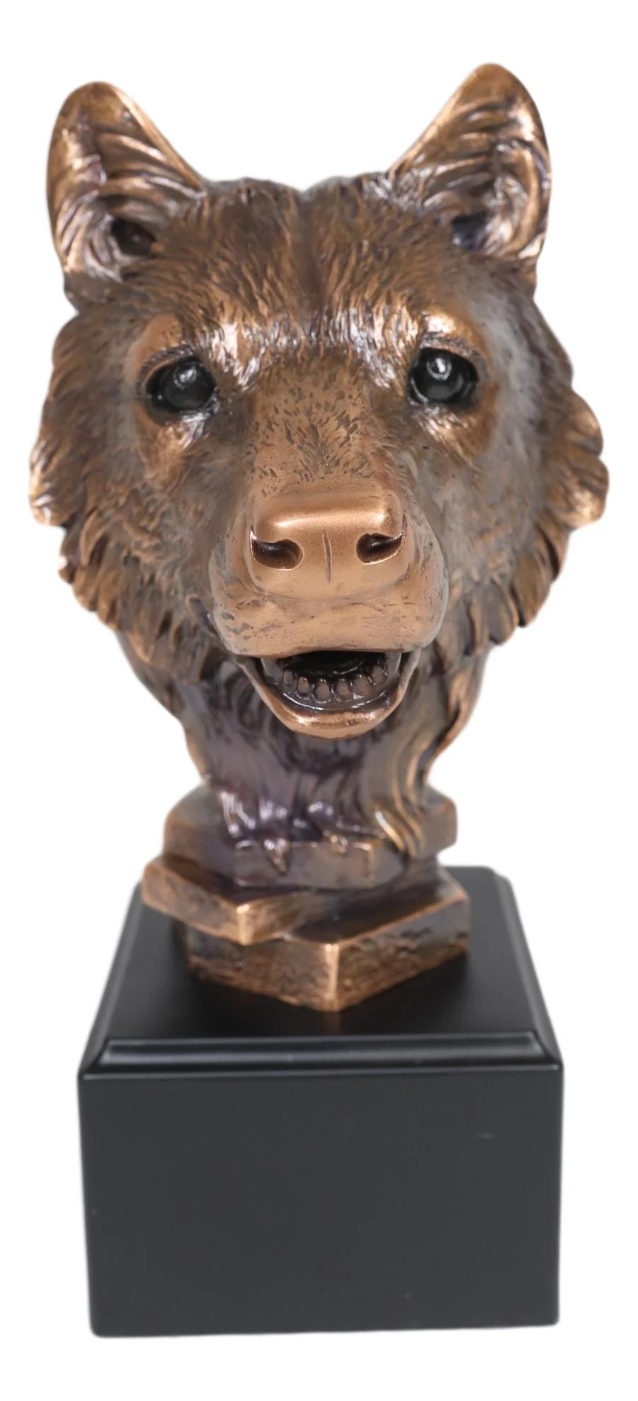 Ebros Rustic Woodlands Spirit Wolf Head Bust Electroplated Bronze Finish Statue Decor - Image 3