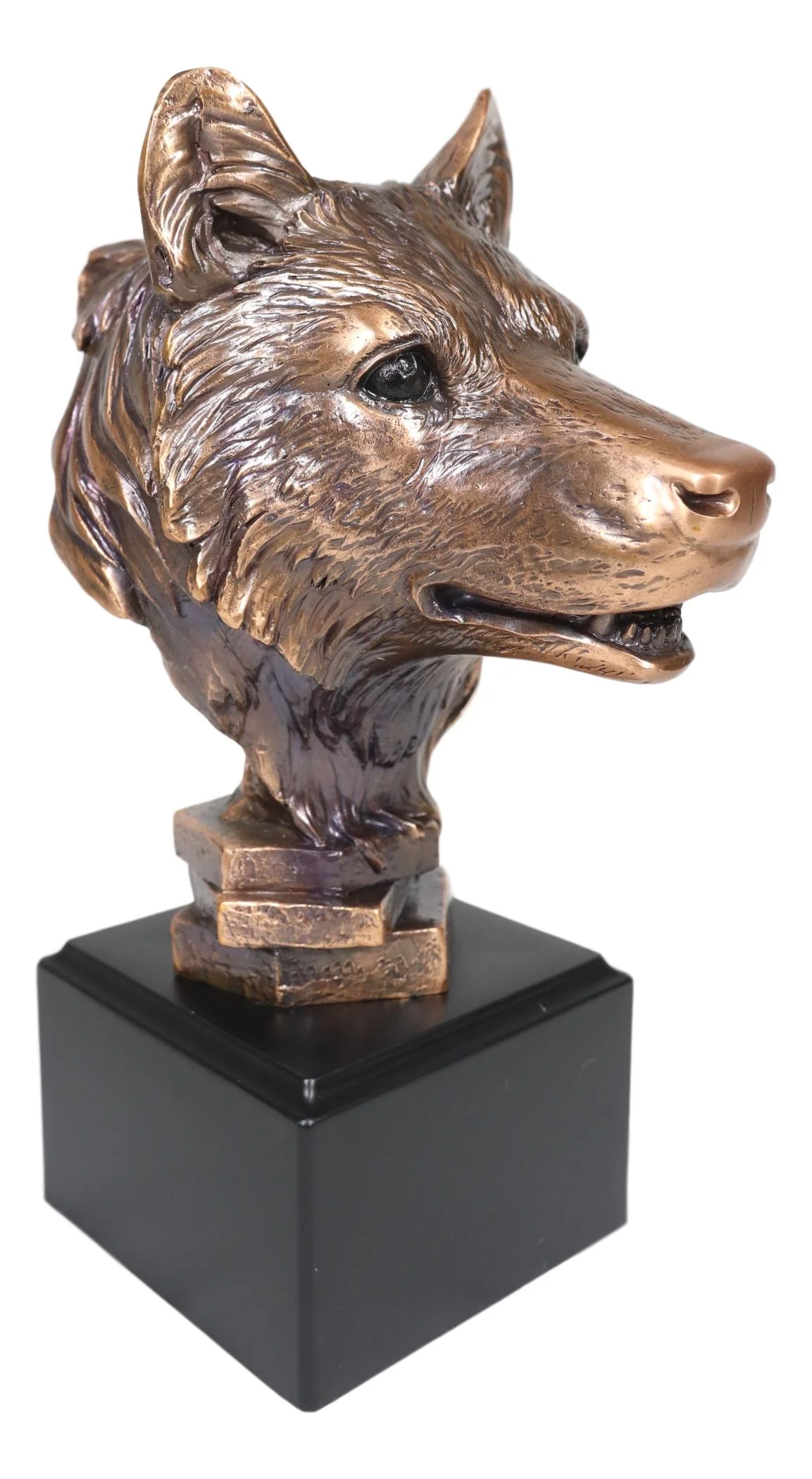 Ebros Rustic Woodlands Spirit Wolf Head Bust Electroplated Bronze Finish Statue Decor - Image 4