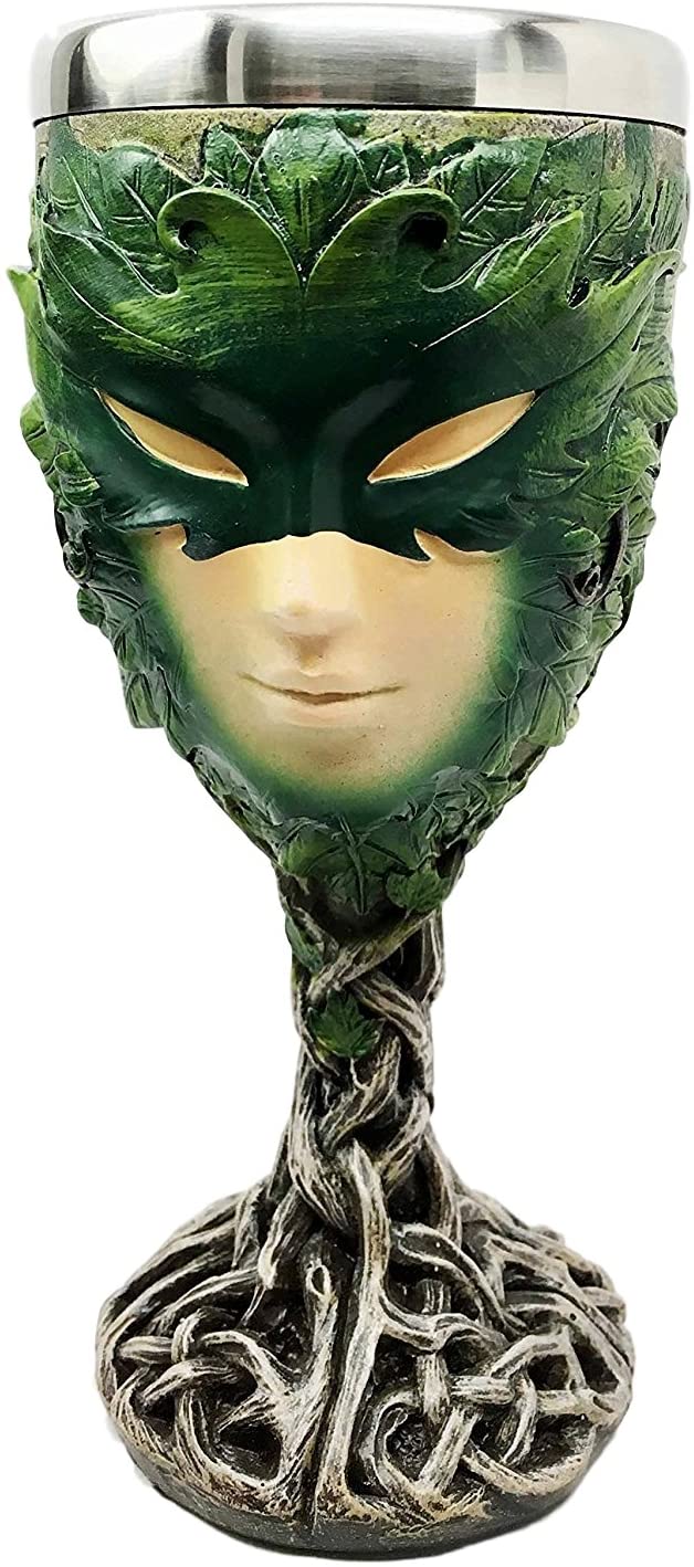 Rustic Woods Forest Spirit Greenman And Greenlady Wine Goblet Chalice Set 8oz - Image 2