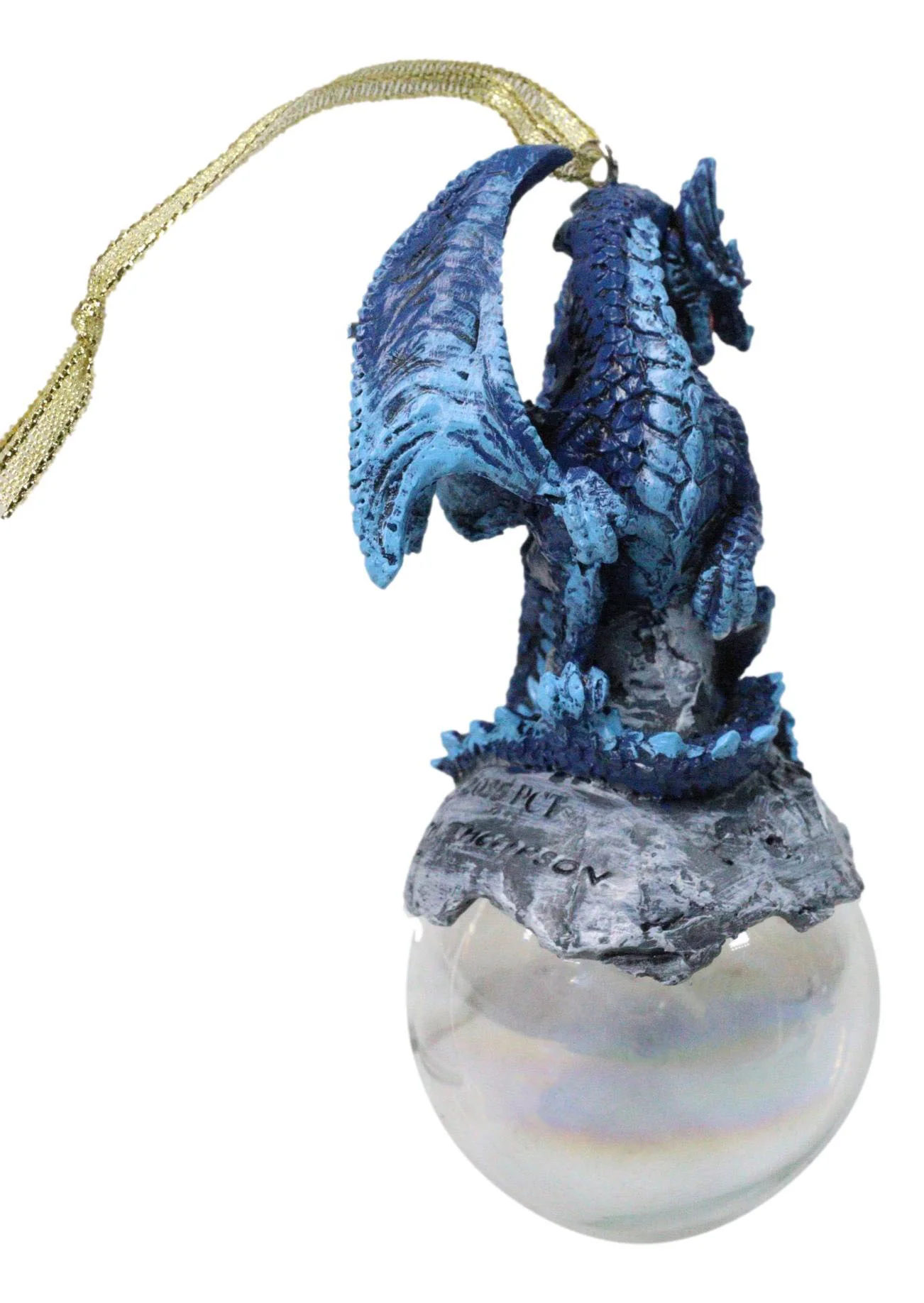 Ruth Thompson Blue Stormchaser Dragon On Pearl Glass Ball Ornament Figurine 5"H - Image 4