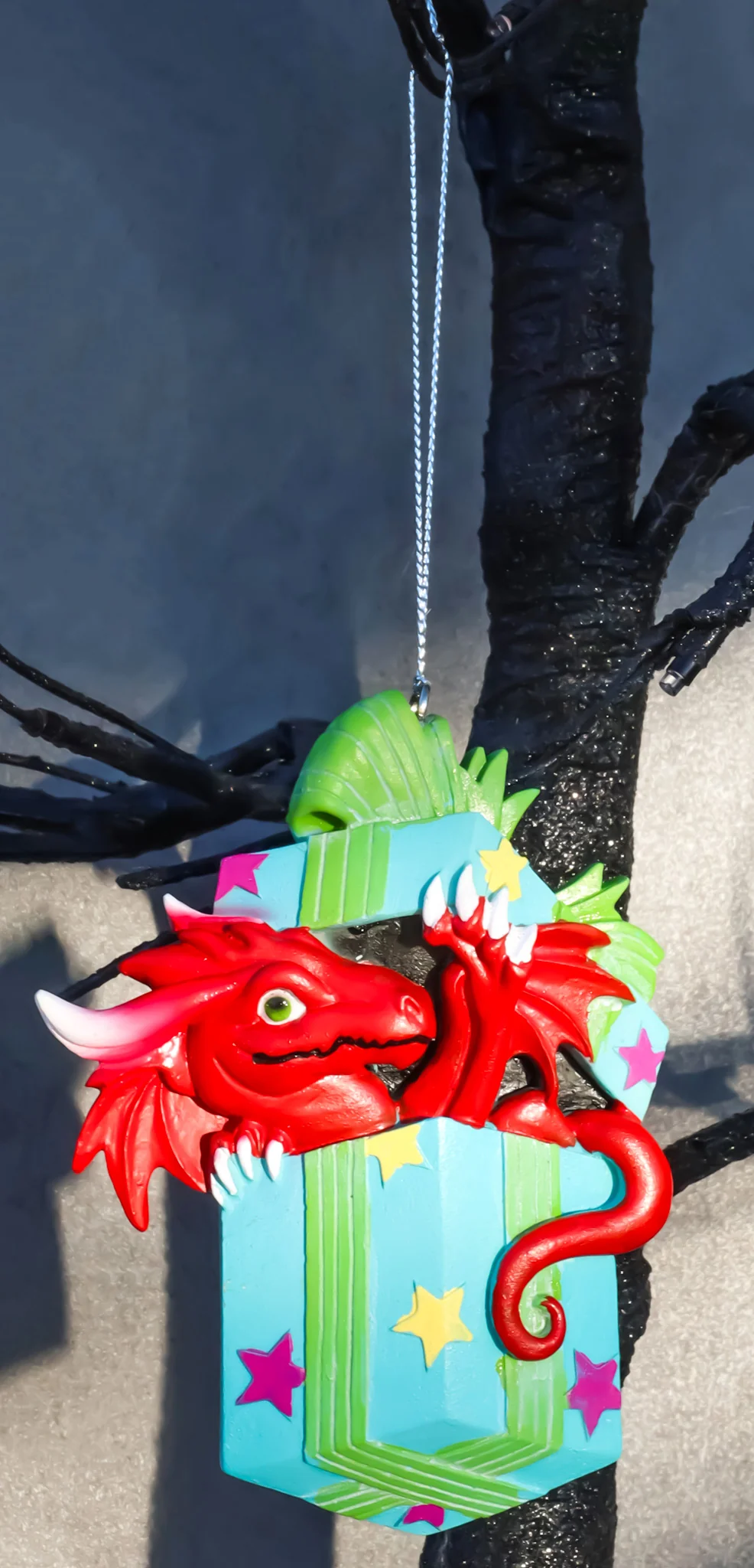 Ruth Thompson Red Dragon In Wrapped Gift Box Christmas Tree Hanging Ornament - Image 6