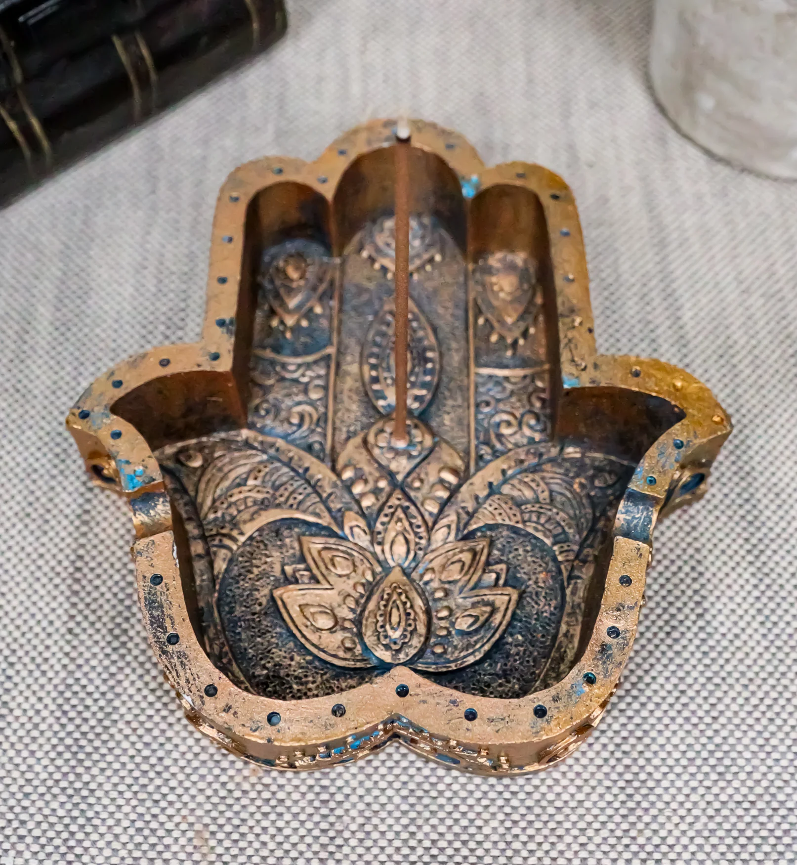 Sacred Symbol Hand of God Hamsa Palm Incense Stick Holder Burner And Ashtray - Image 8