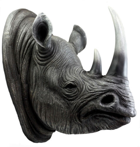 Safari Black Rhino Wall Plaque 14.5"H Taxidermy Rhinoceros Wall Decor Sculpture - Image 2
