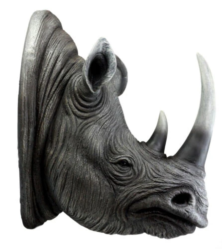 Safari Black Rhino Wall Plaque 14.5"H Taxidermy Rhinoceros Wall Decor Sculpture - Image 6