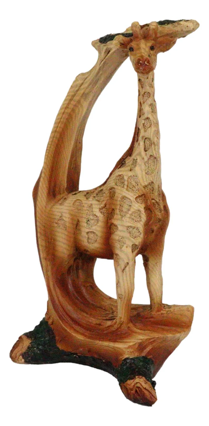Safari Savannah Giraffe Standing Figurine In Faux Wood Cutout Carving Finish - Image 7