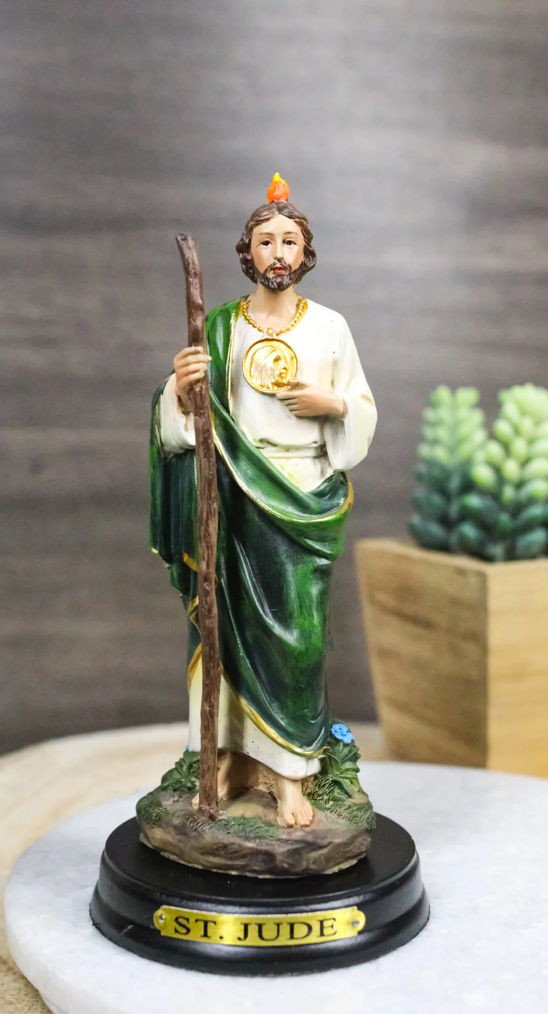 Saint Jude Thaddeus The Apostle With Holy Spirit Fire Figurine With Base 5.5"H - Image 8