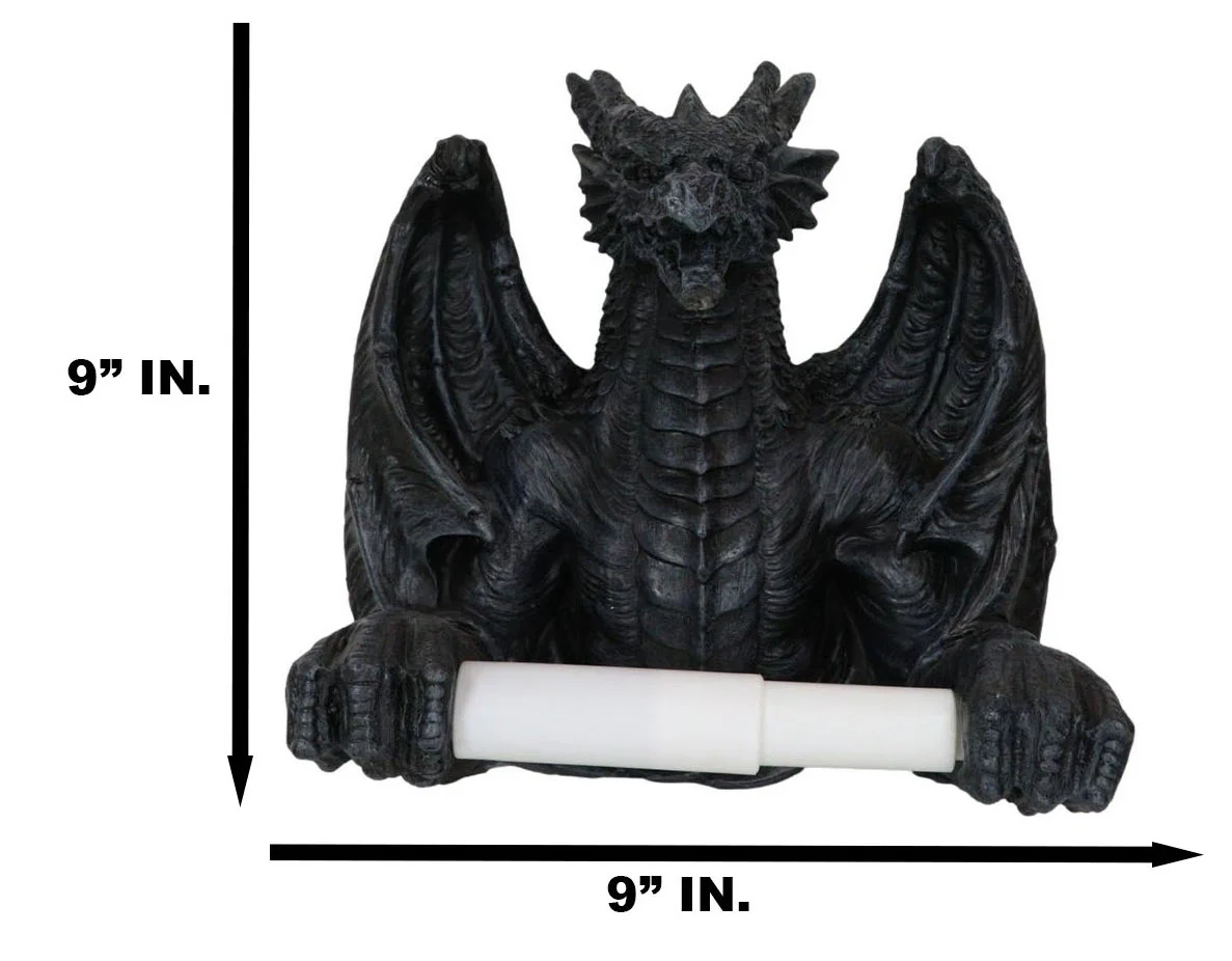 Saurian Servant Mythical Gothic Serpentine Dragon Toilet Paper Holder 9"H - Image 3