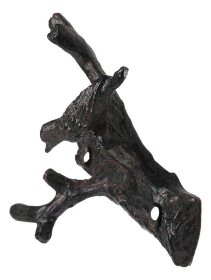 Set of 2 Cast Iron Rustic Bird Perching On Twig Branches 2-Pegs Wall Hooks - Image 6