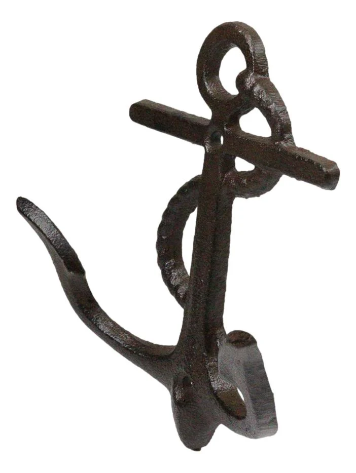 Set Of 2 Cast Iron Rustic Marine Sea Sailor Ship Anchor Double Wall Coat Hooks - Image 4