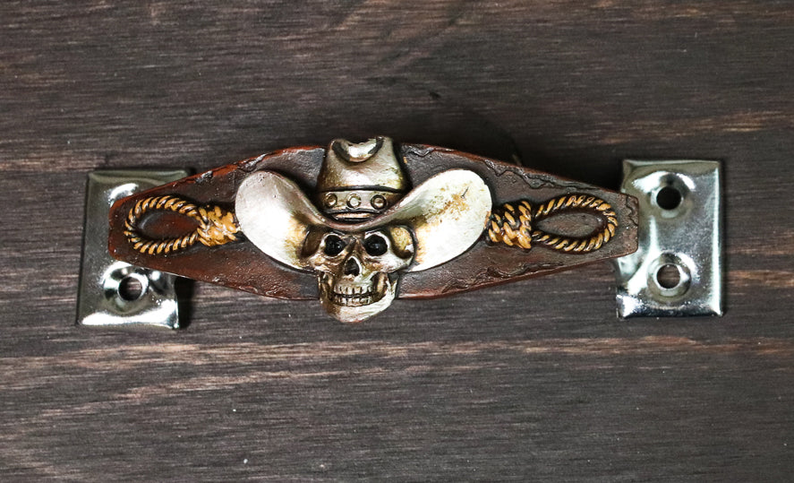 Set of 2 Country Western Cowboy Skull With Gallow Ropes Drawer Handle Bar Pulls - Image 3