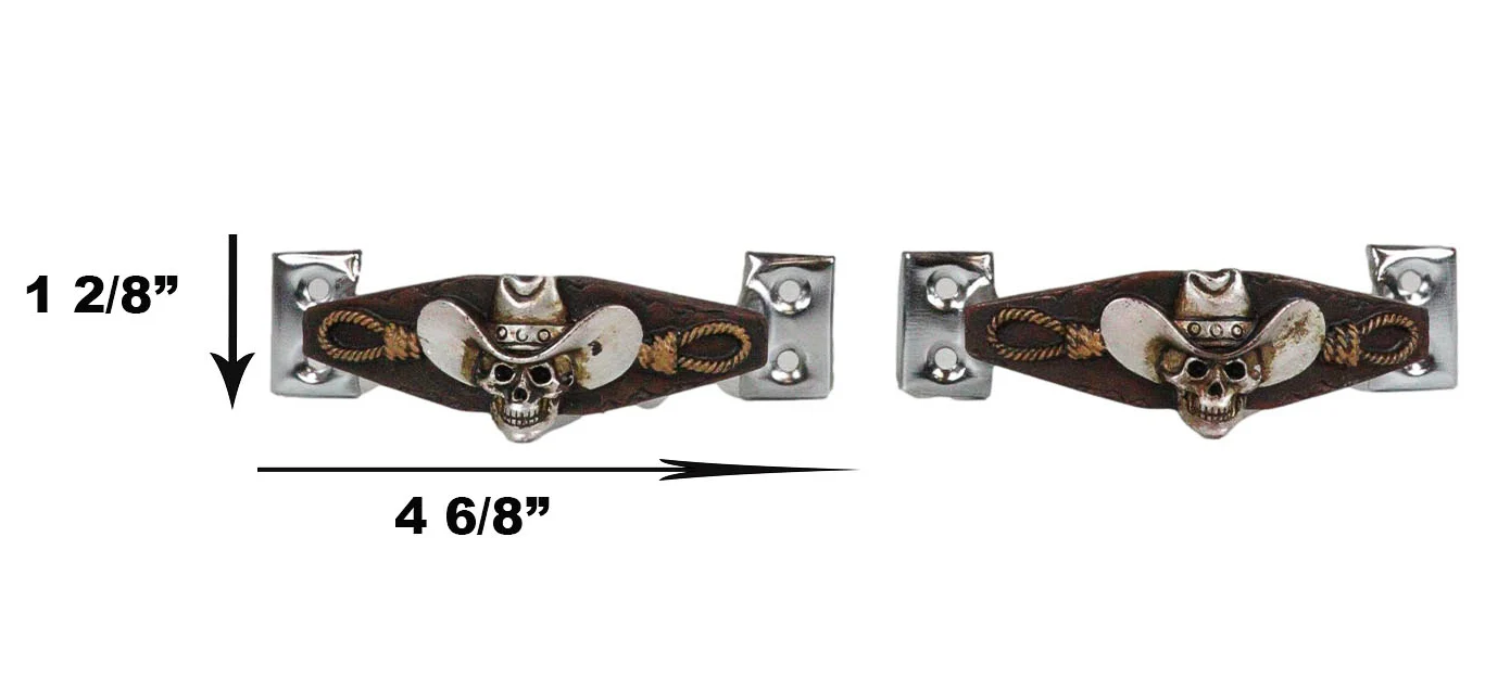 Set of 2 Country Western Cowboy Skull With Gallow Ropes Drawer Handle Bar Pulls - Image 4