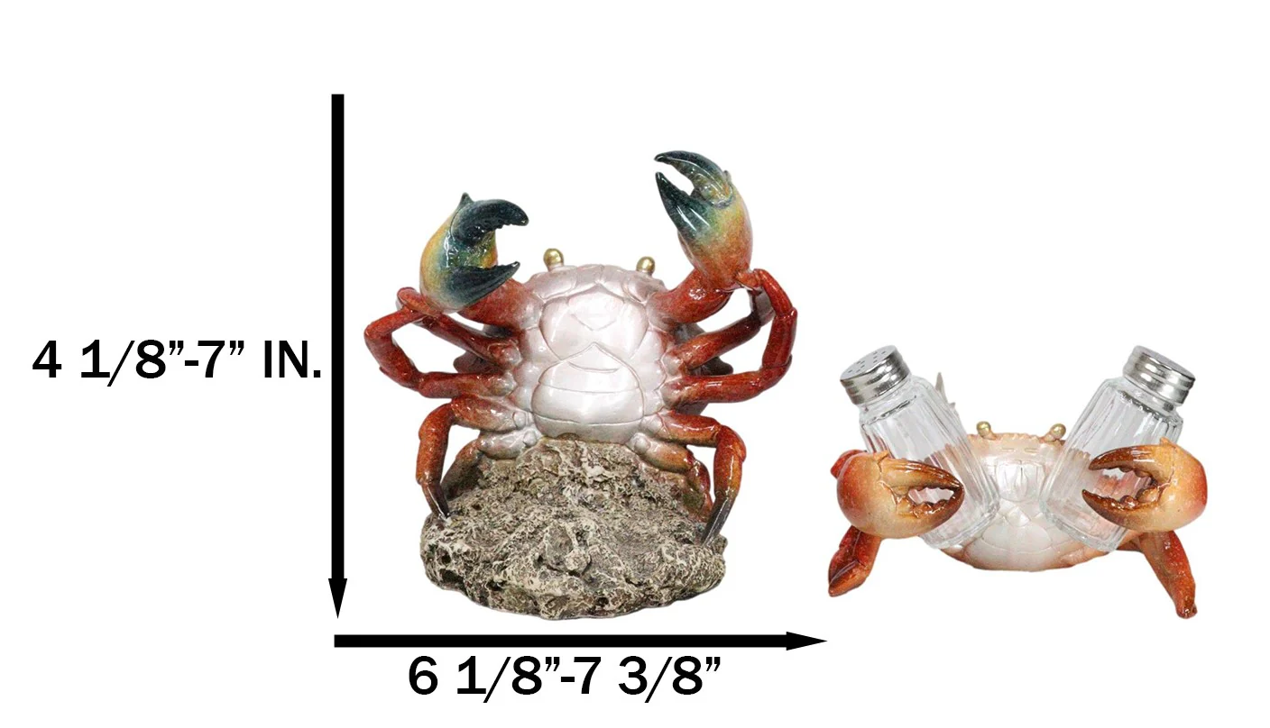 Set Of 2 Ocean Marine Stone Crab Wine Bottle And Salt Pepper Shakers Holders - Image 8