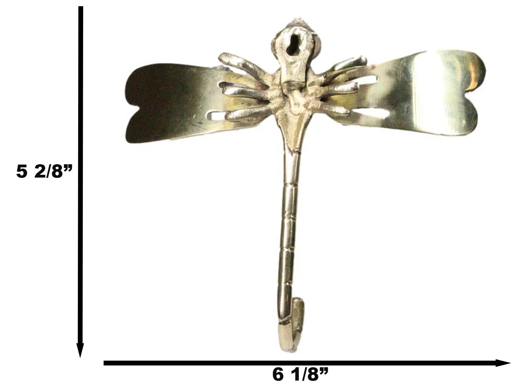 Set Of 2 Polished Brass Dragonfly With Scrollwork Filigree Wings Wall Hooks - Image 8