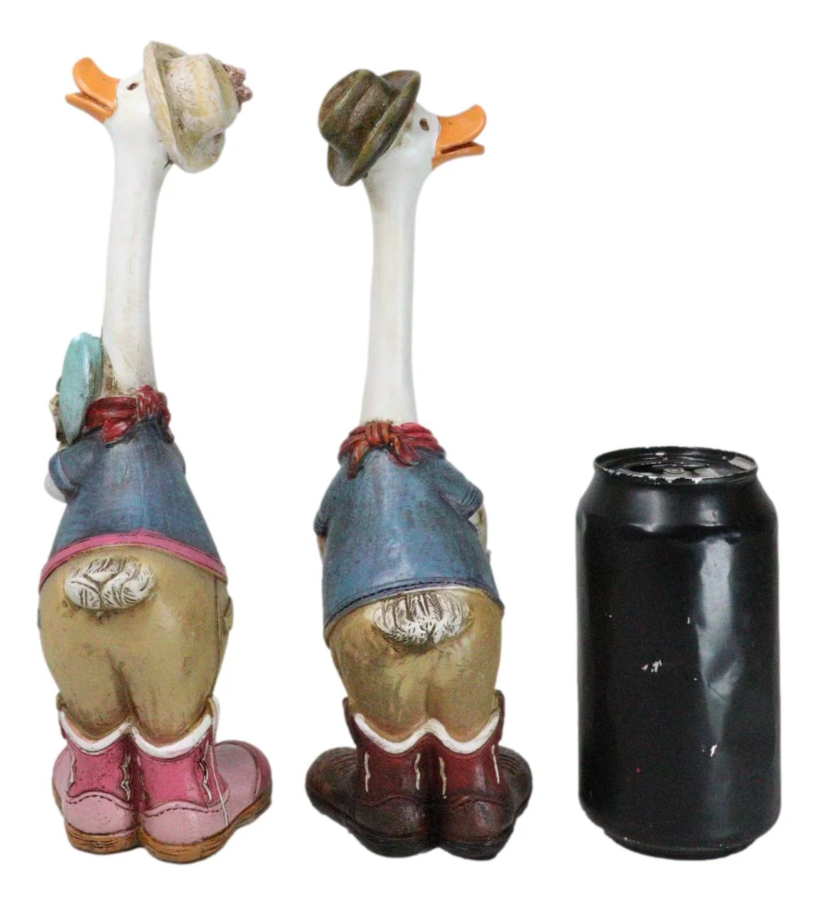 Set of 2 Western Cowboy Cowgirl Ducks With Hats Scarves And Boots Figurines - Image 9
