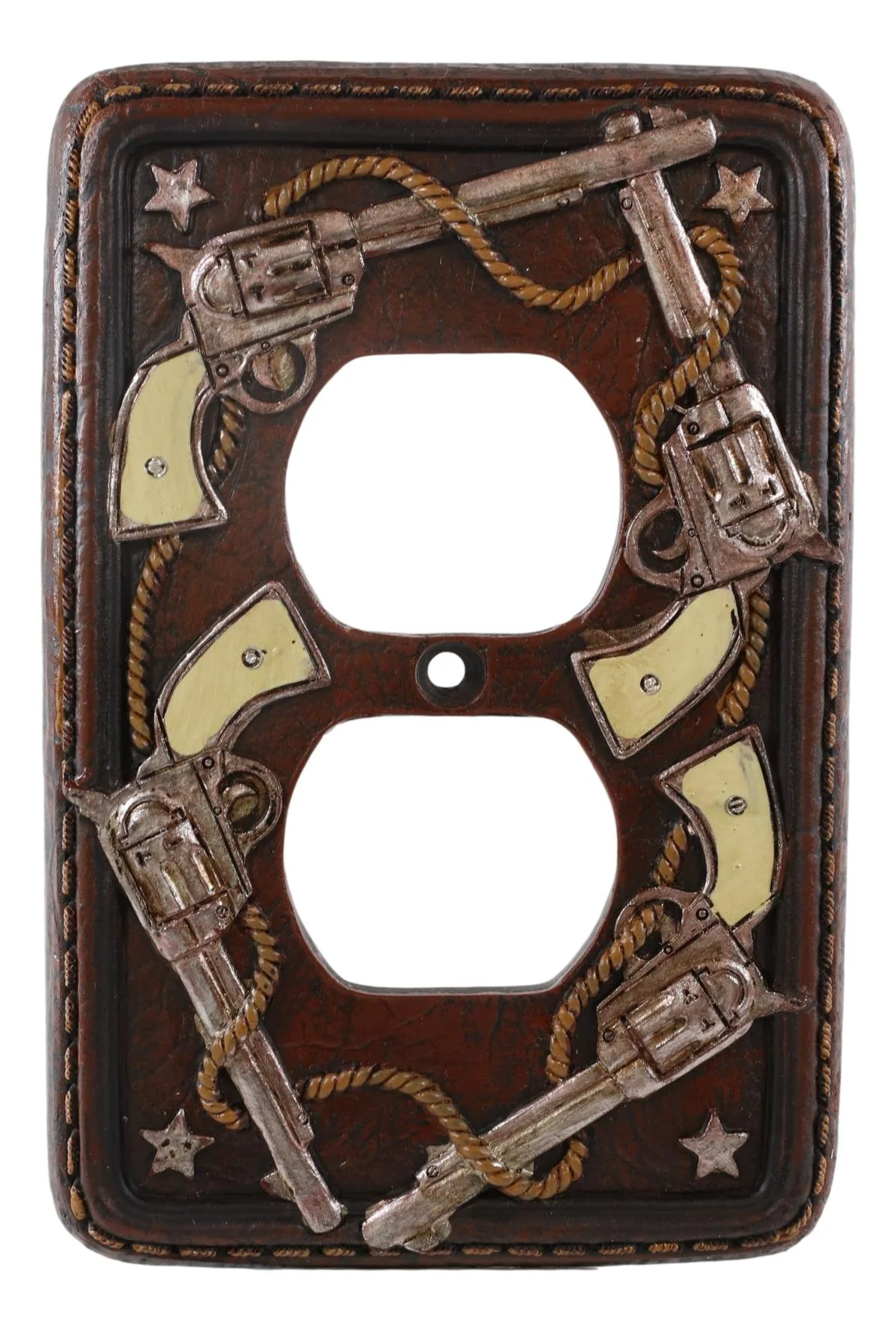 Set of 2 Western Cowboy Six Shooter Pistols Double Receptacle Outlet Wall Plates - Image 2