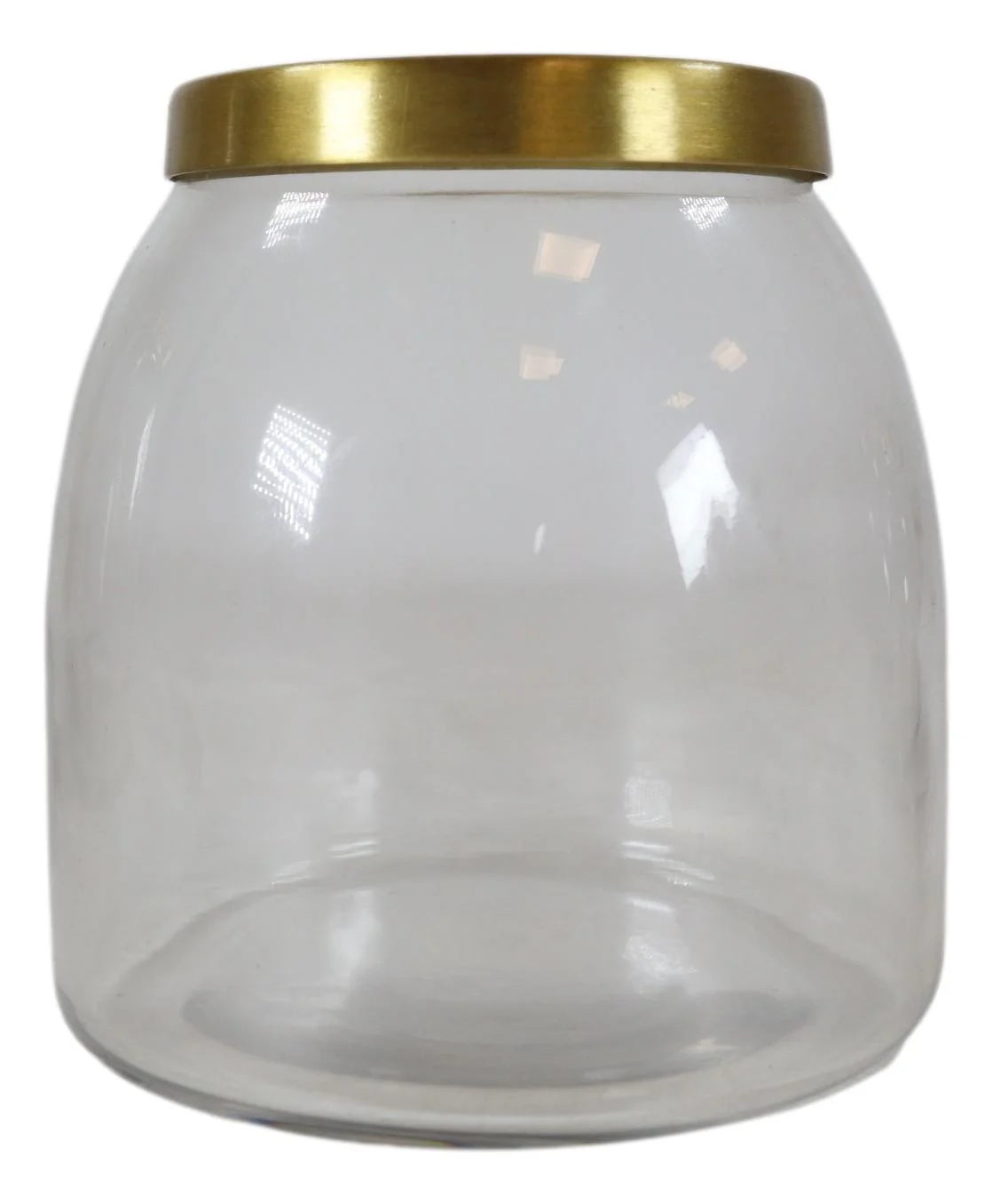 Set of 3 Clear Glass Canister Make Up Seashells Sand Storage Jars With Gold Lids - Image 2