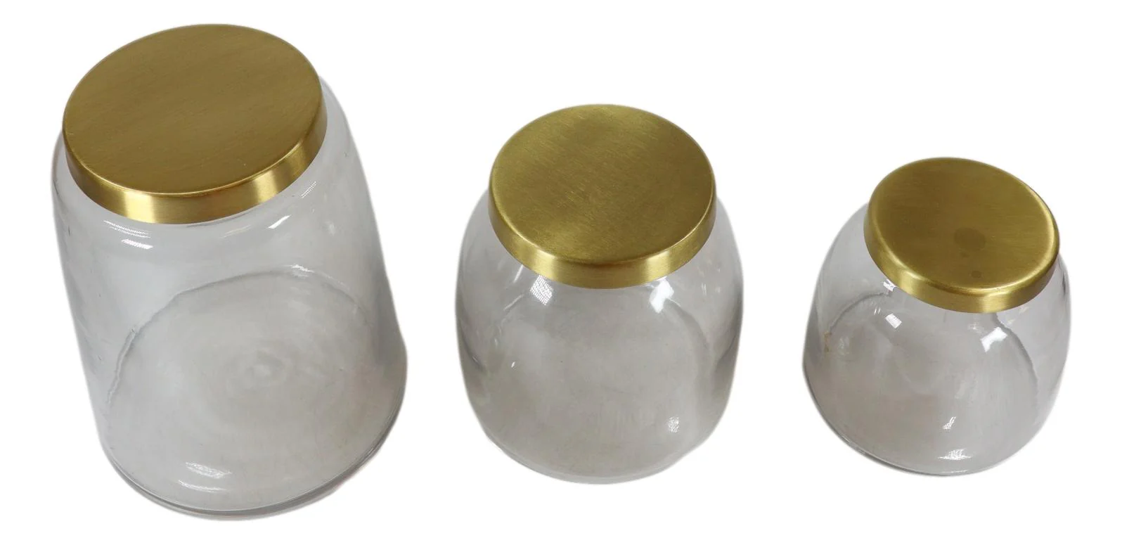 Set of 3 Clear Glass Canister Make Up Seashells Sand Storage Jars With Gold Lids - Image 7