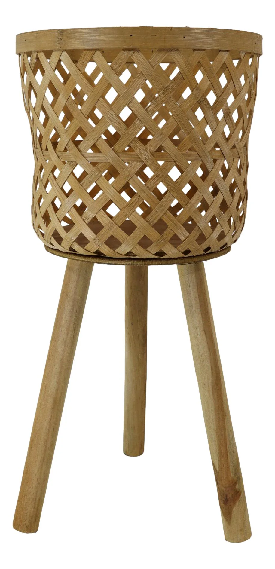 Set of 3 Hand Woven Natural Bamboo And Fir Legs Raised Floor Storage Baskets - Image 6
