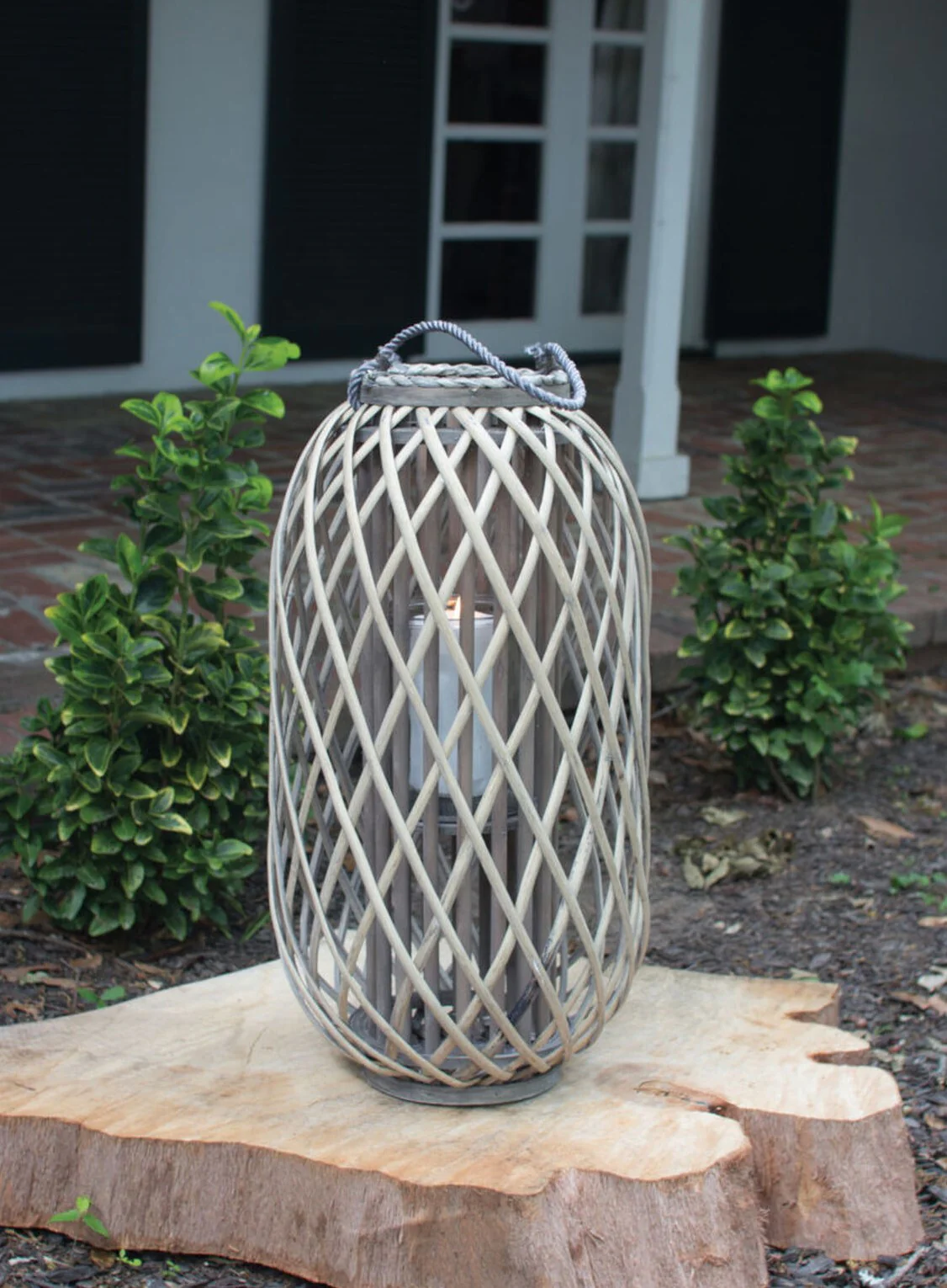 Set Of 3 Rustic Western Farmhouse Rattan Wood Willow Candle Holder Lanterns - Image 6