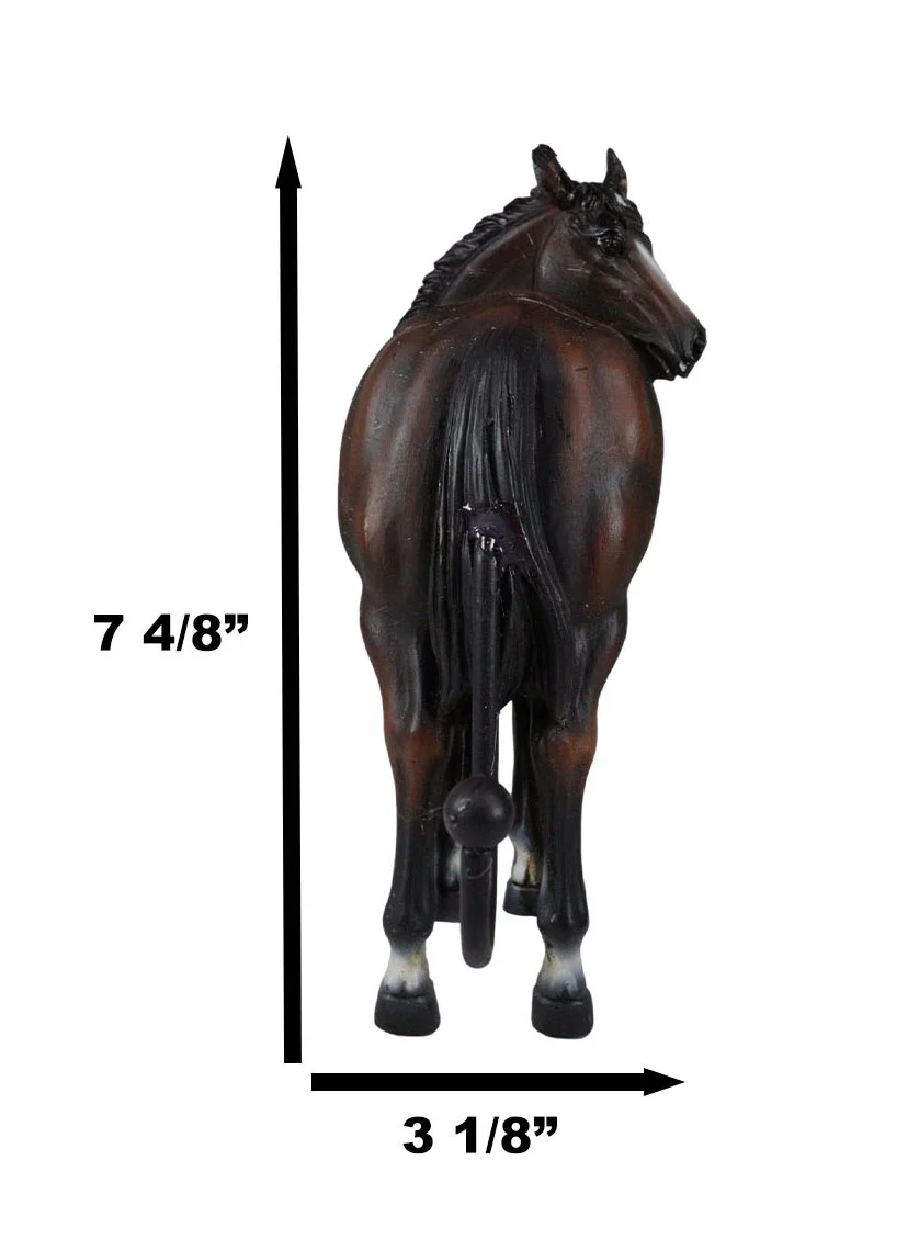 Set of 3 Rustic Western White Brown Chestnut Horses Hind Butt Coat Wall Hooks - Image 2
