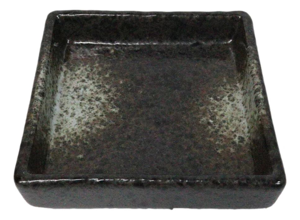 Set Of 6 Charcoal Grey Tone Hakumu Art Ceramic Square Condiment Sauce Dishes 2oz - Image 8