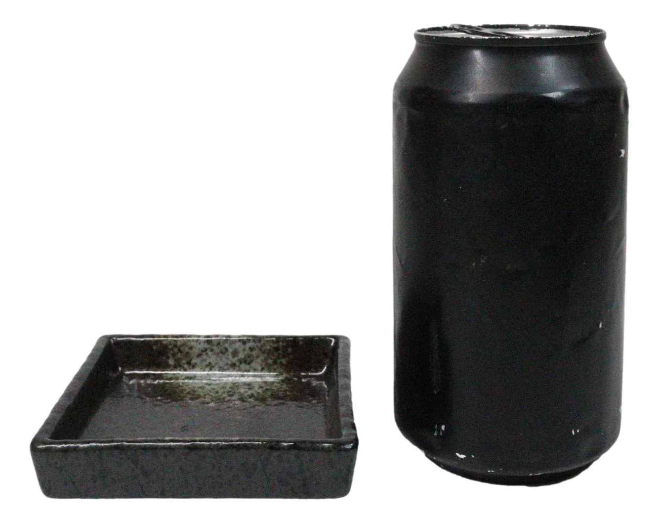 Set Of 6 Charcoal Grey Tone Hakumu Art Ceramic Square Condiment Sauce Dishes 2oz - Image 9