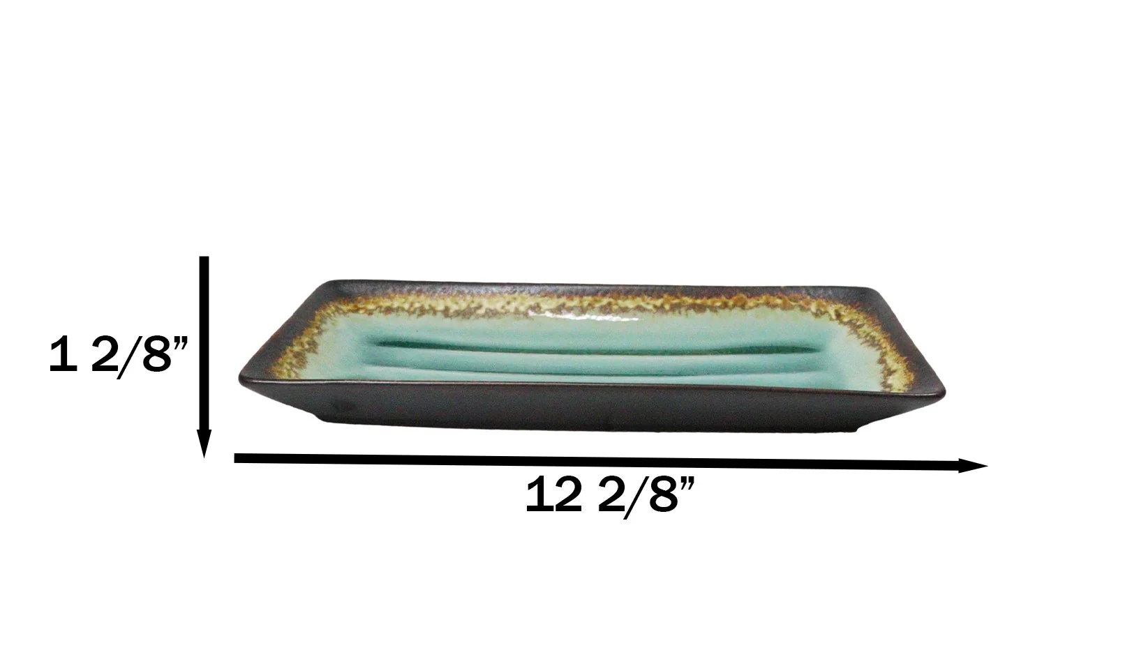 Set Of 6 Green Midori Kannyu Collection Ceramic Rectangle Serving Platters 12"L - Image 2