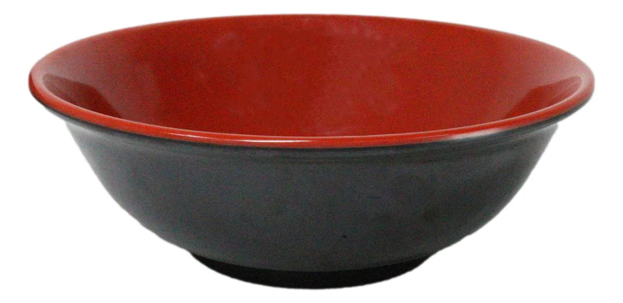 Set Of 6 Red And Black Round Medium Pasta Soup Salad Rice Melamine Bowls 9"D - Image 3