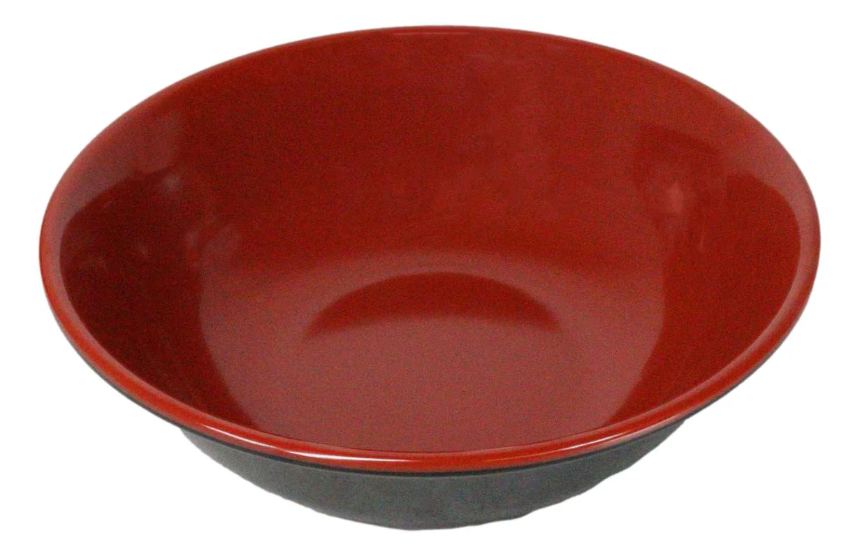 Set Of 6 Red And Black Round Medium Pasta Soup Salad Rice Melamine Bowls 9"D - Image 4