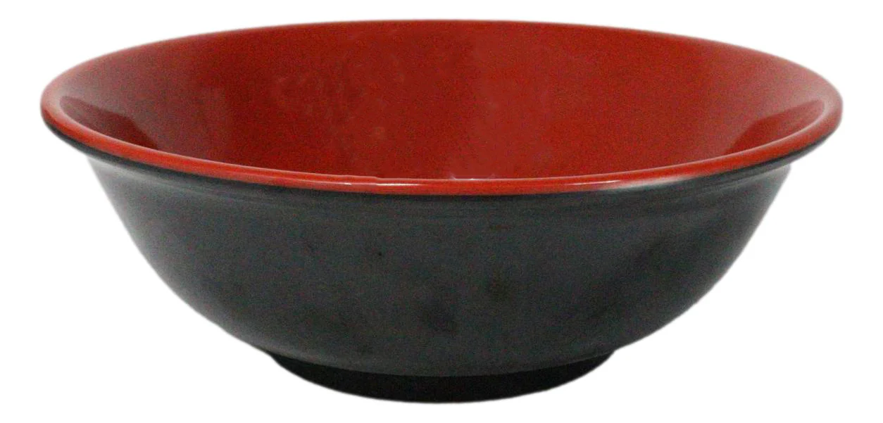 Set Of 6 Red And Black Round Medium Pasta Soup Salad Rice Melamine Bowls 9"D - Image 5