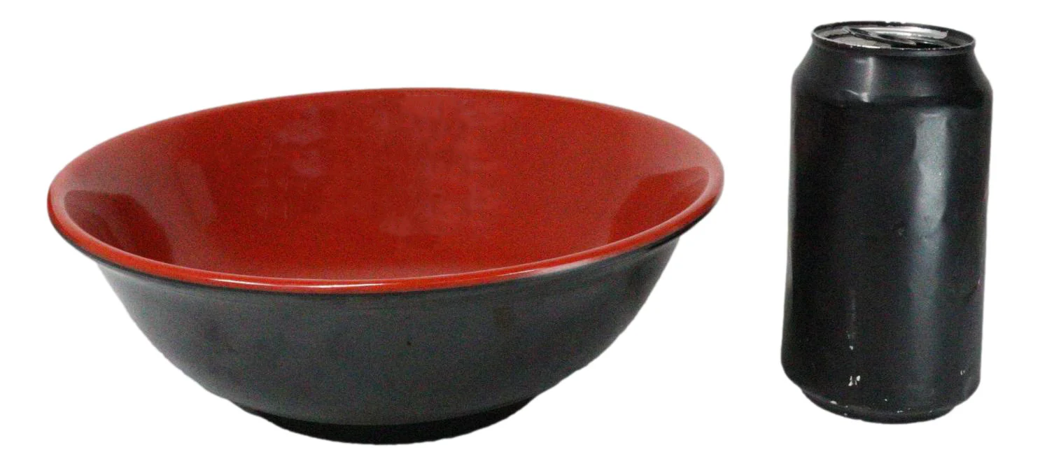 Set Of 6 Red And Black Round Medium Pasta Soup Salad Rice Melamine Bowls 9"D - Image 6