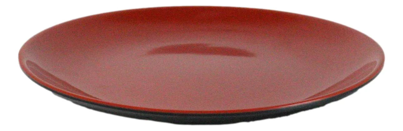Set Of 6 Traditional Round 10"D Solid Red Black Large Melamine Dinner Plates - Image 6