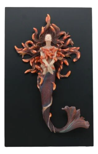 Sheila Wolk Metamorphosis Statue Mermaid With Goldfish Hair Easel Back Plaque - Image 2