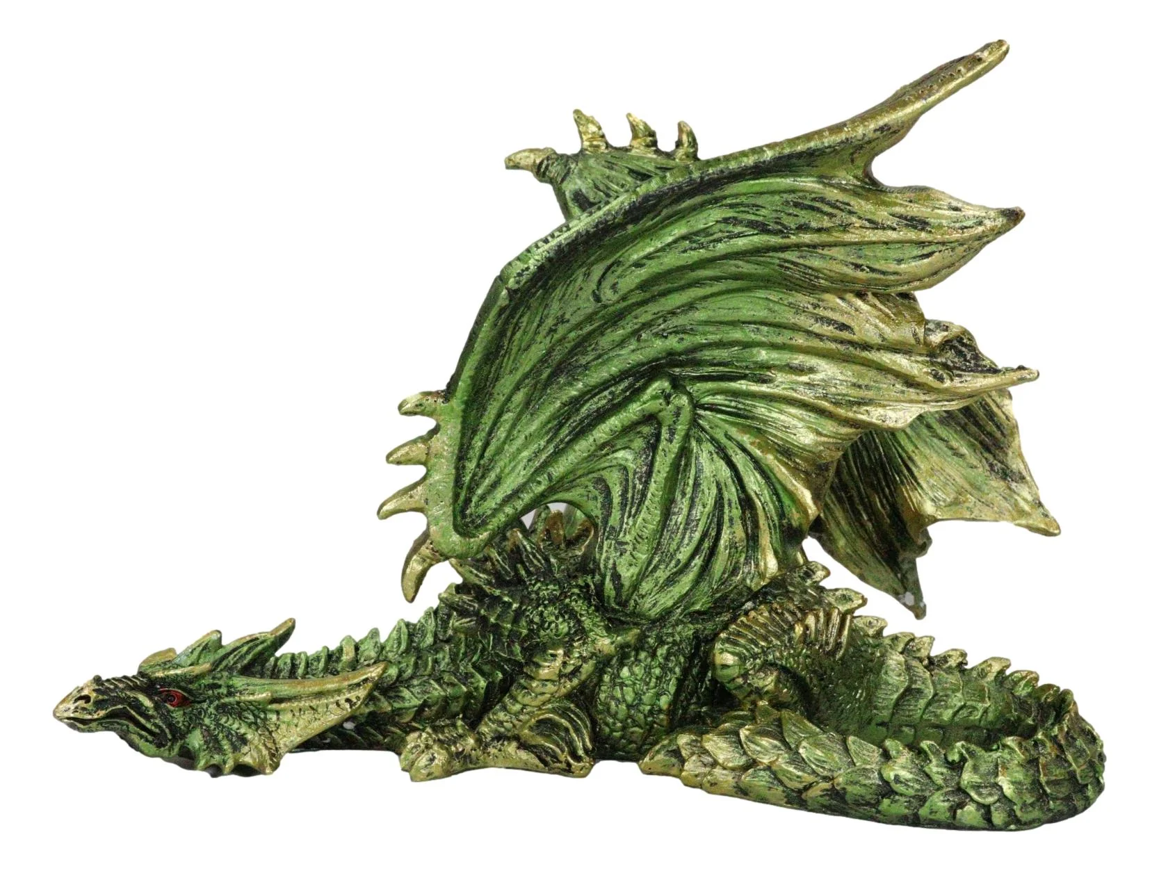 Silent Killer Fantasy Gothic Prowling Green Metallic Dragon Decorative Figurine - Image 2