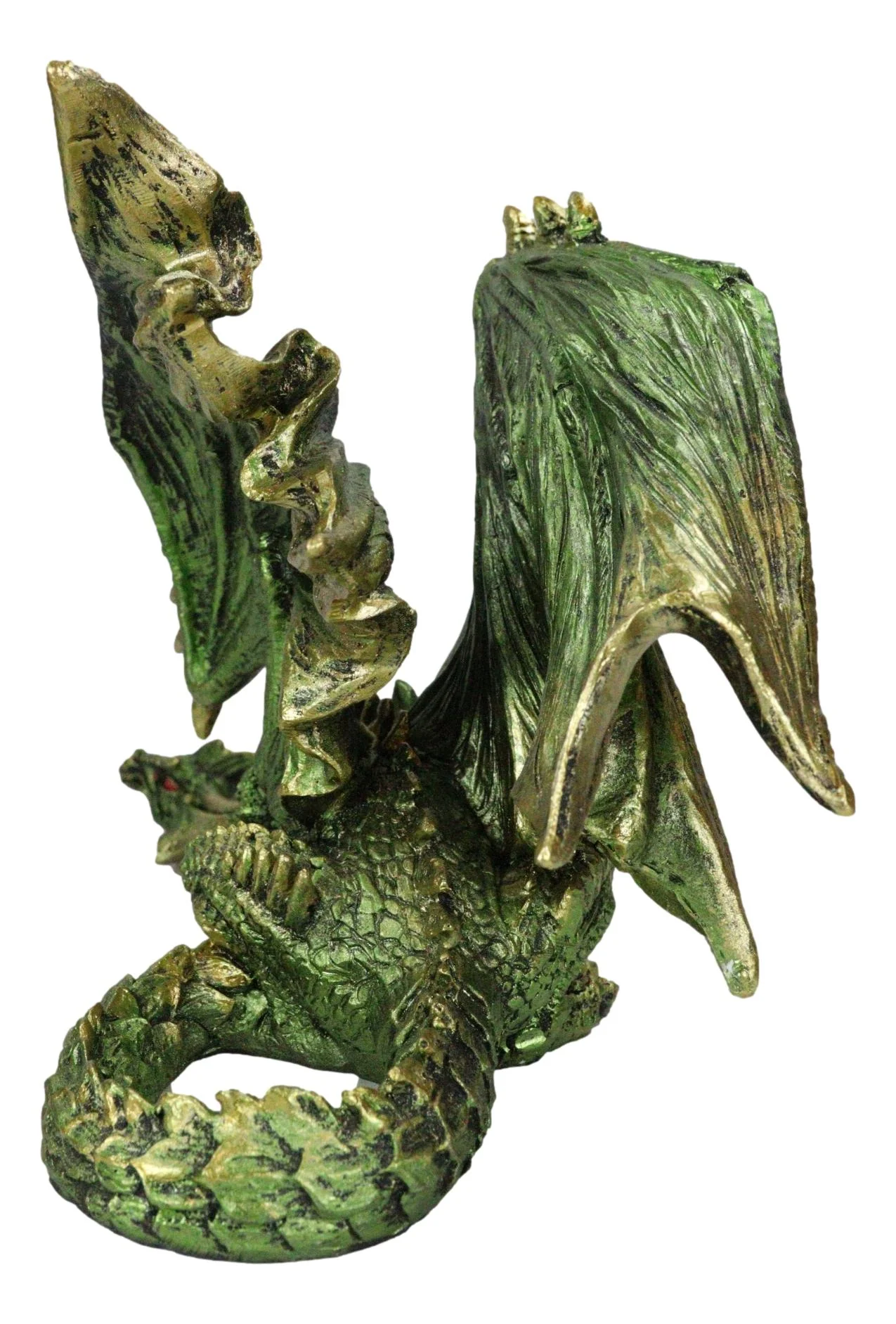 Silent Killer Fantasy Gothic Prowling Green Metallic Dragon Decorative Figurine - Image 3