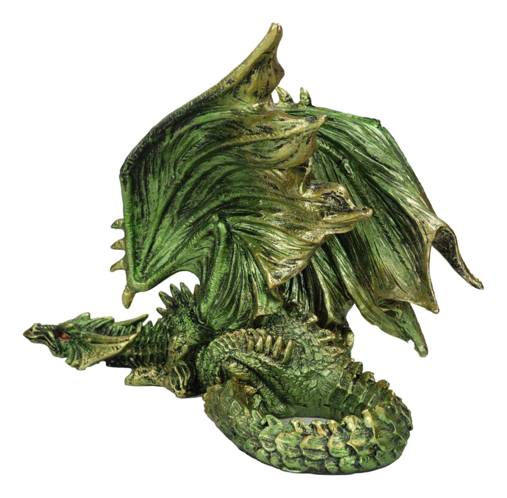 Silent Killer Fantasy Gothic Prowling Green Metallic Dragon Decorative Figurine - Image 4
