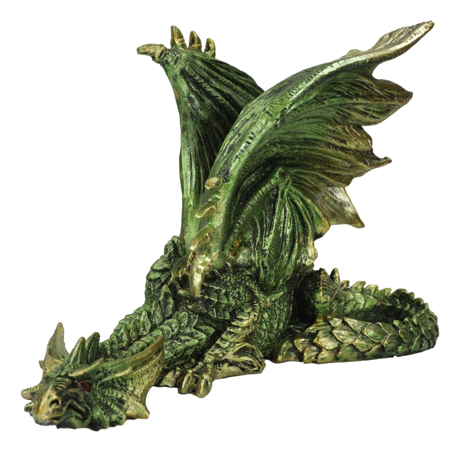 Silent Killer Fantasy Gothic Prowling Green Metallic Dragon Decorative Figurine - Image 5