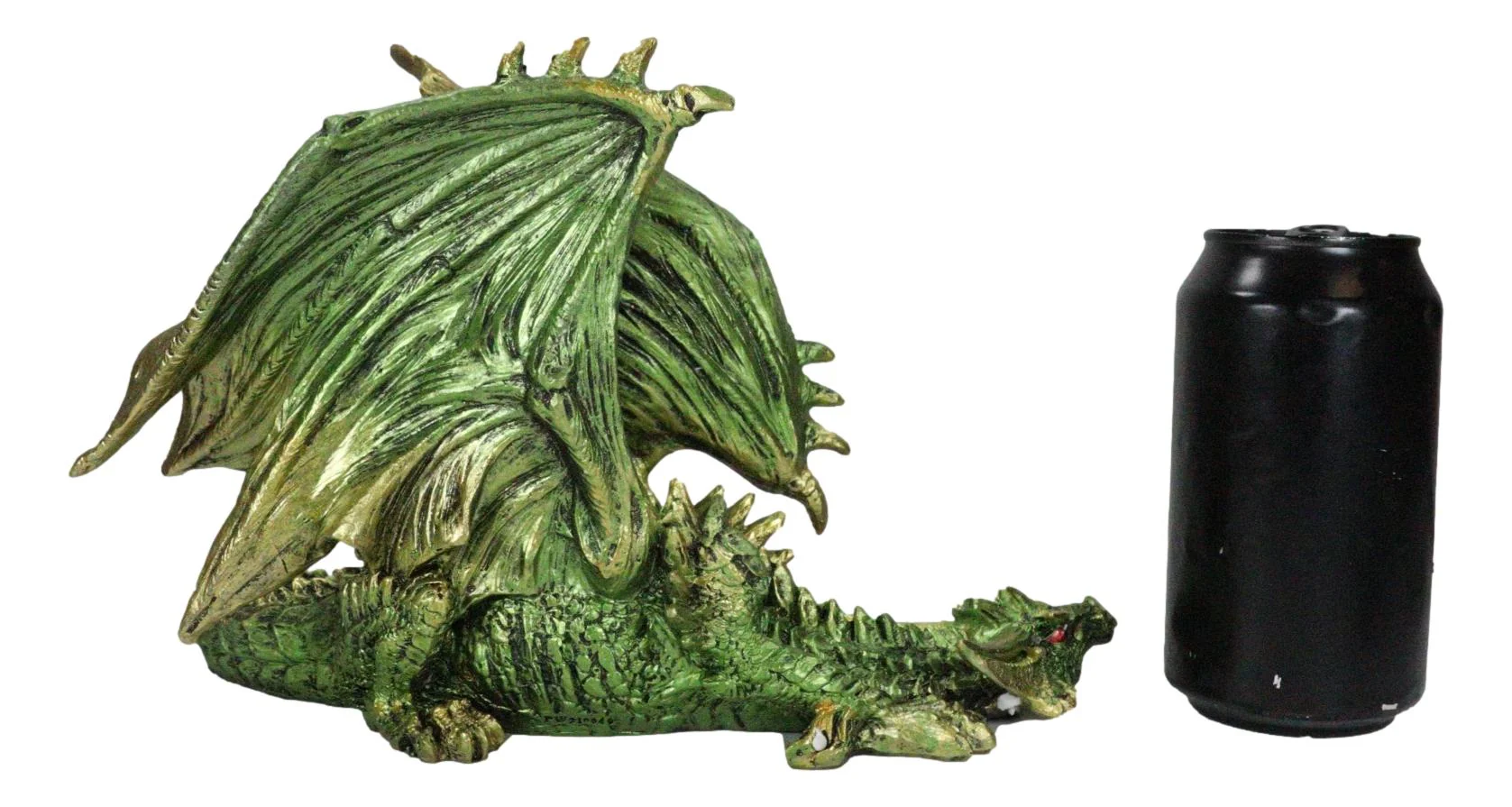 Silent Killer Fantasy Gothic Prowling Green Metallic Dragon Decorative Figurine - Image 7