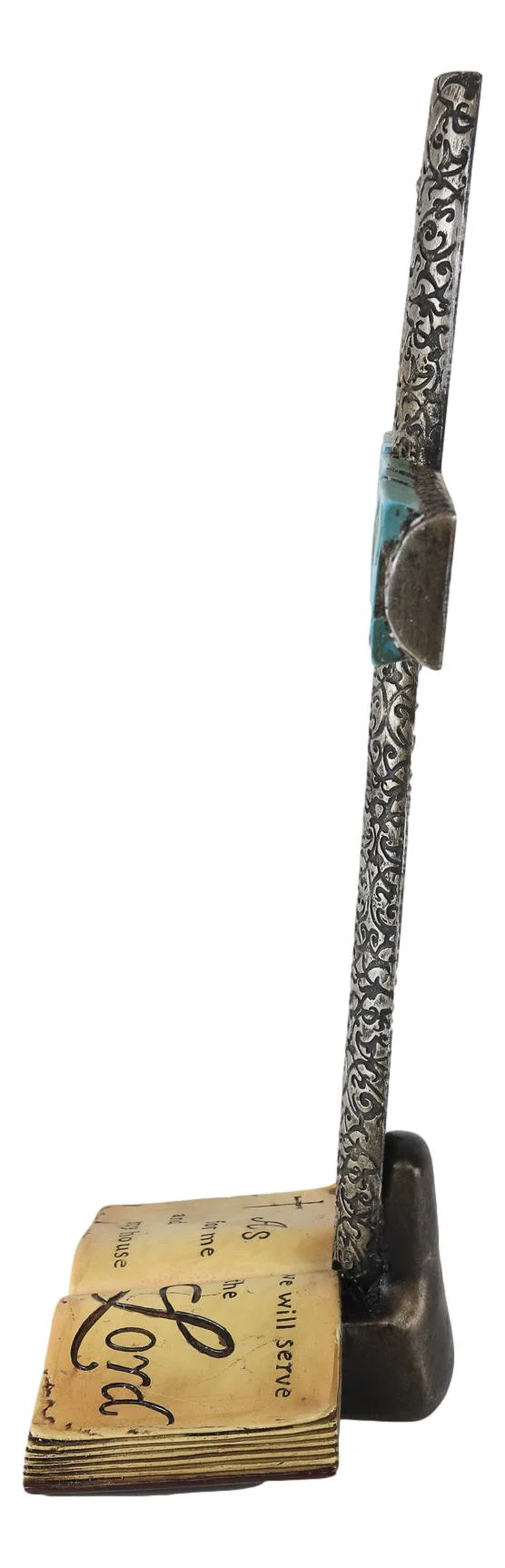 Silver Scroll Filigree Pattern Believe Standing Cross Desktop Plaque Figurine - Image 3