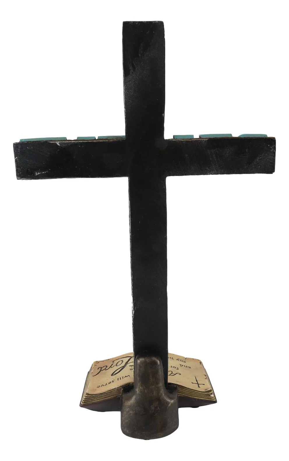 Silver Scroll Filigree Pattern Believe Standing Cross Desktop Plaque Figurine - Image 4