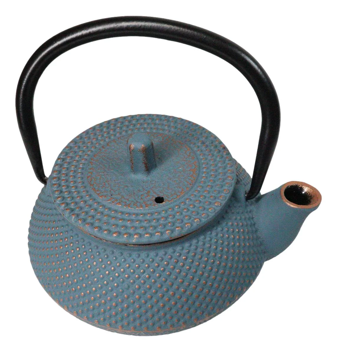 Sky Blue Hobnail Rustic Textured Petite Cast Iron Teapot 10oz Tea Pot - Image 5