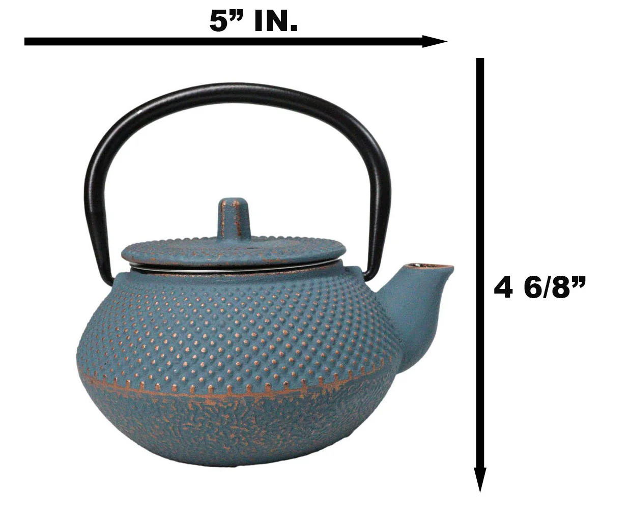 Sky Blue Hobnail Rustic Textured Petite Cast Iron Teapot 10oz Tea Pot - Image 7
