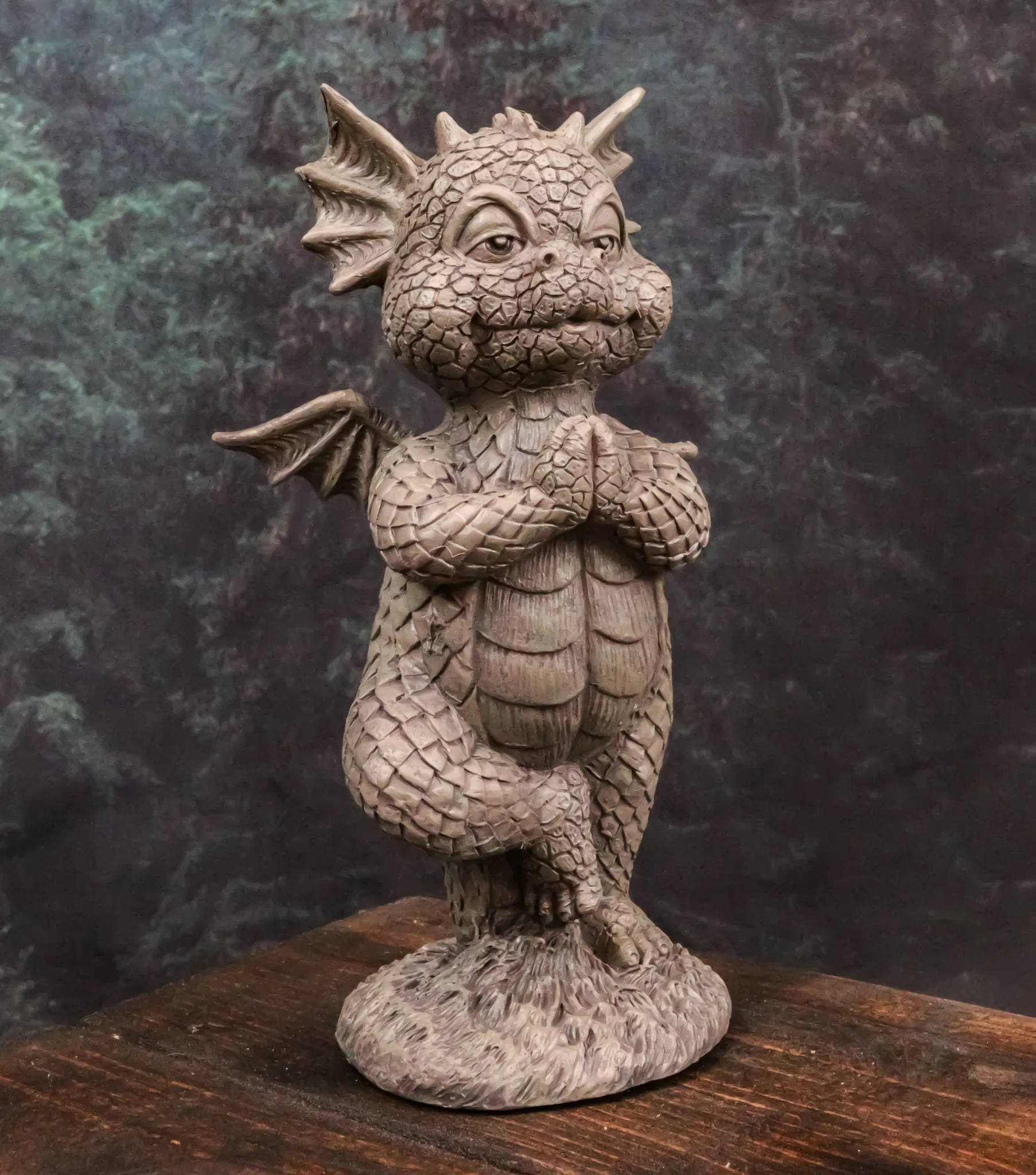 Small Baby Garden Dragon In Zero Gravity Yoga Balance Faux Stone Finish Statue - Image 5