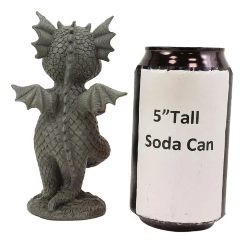 Small Baby Garden Dragon In Zero Gravity Yoga Balance Faux Stone Finish Statue - Image 6