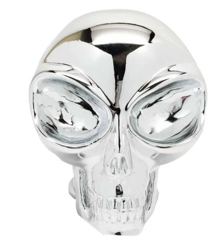Small Cool Chrome Plated Extraterrestrial ET Alien Skull Figurine Collectible - Image 2