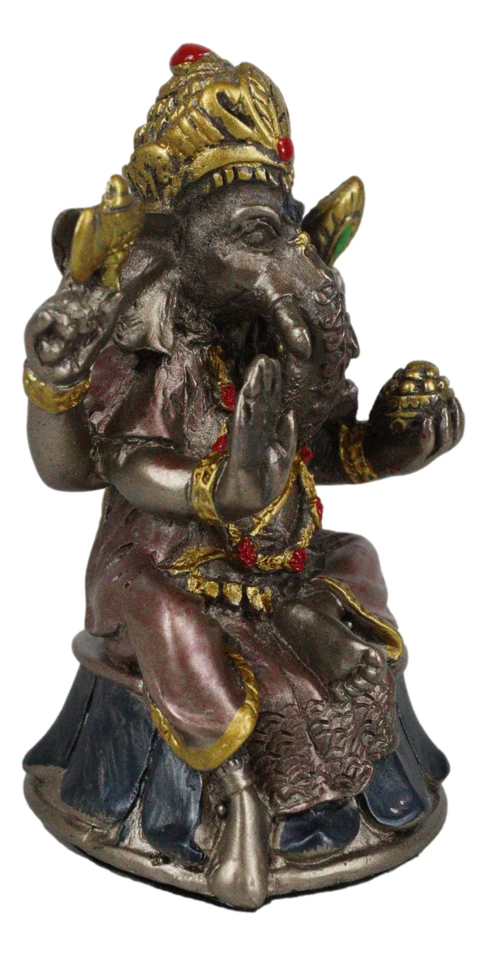 Small Hindu Ganesha Ganapati Hindu Elephant God Sitting On Drum Figurine - Image 6